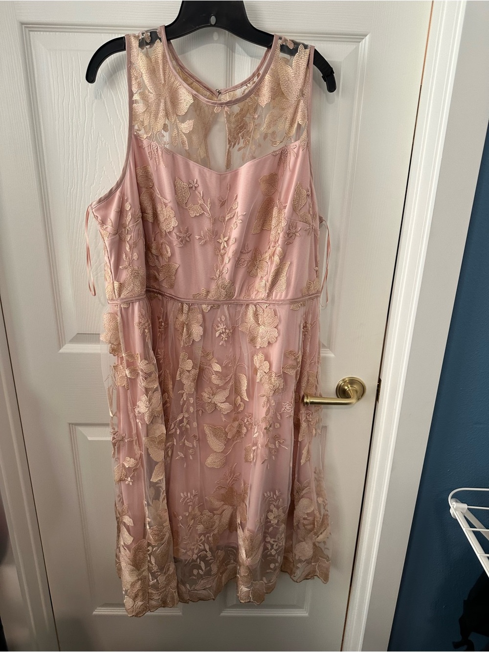 Lane Bryant Coral Dress with Gold Embroidery